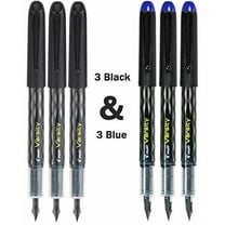 Pilot Varsity Disposable Fountain 6 Pack Combo, 3 Black Pens and 3 Blue Pens