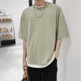 thumbnail image 4 of Camisas s Para Hombre Verano masculino sólido casual popularidad camiseta más tamaño media manga blusa tops (Green, M), 4 of 7