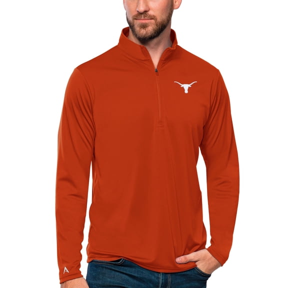 Men's Antigua Texas Orange Texas Longhorns Tribute Quarter-Zip Top
