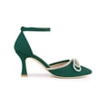 thumbnail image 3 of BLISSFUL STEP Women's Ankle Strap Rhinestones Bow Stiletto Heel Pumps, 3 of 7