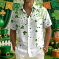 thumbnail image 1 of Ceisia Men's St. Patrick's Day Clover Print Short Sleeve Button-Down Shirt Collection | Mixed Green Clover & Paint Splatter Button-Up Shirt Gifts, 1 of 8