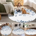thumbnail image 5 of Blue Leaves Round Area Rug 4Ft Washable Circle Rugs for Bedroom Dining Room, Summer Botanical Non-Slip Carpet Floor Mats Indoor Outdoor Carpet Runner Aesthetic Home Decor, 5 of 8