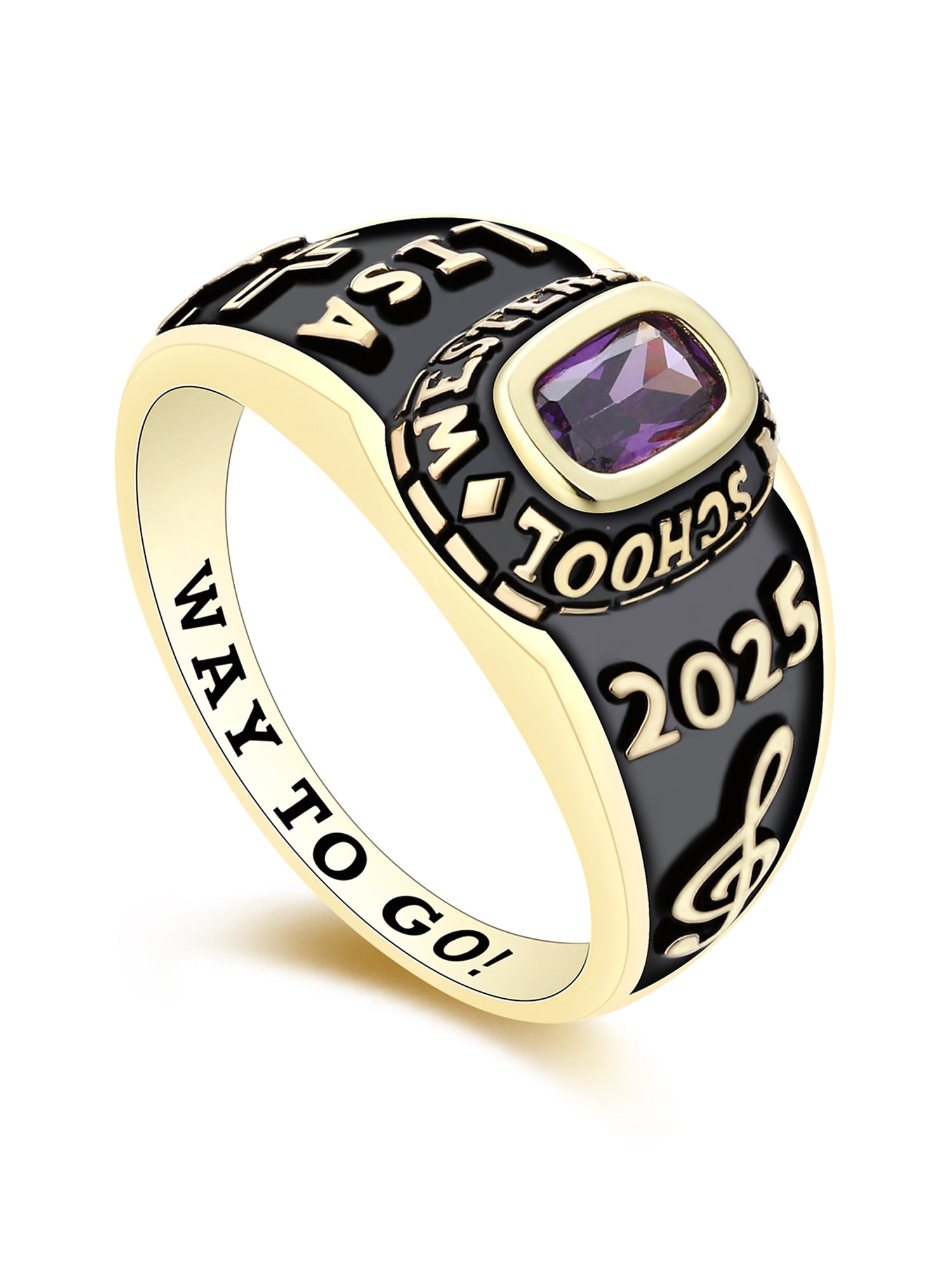 Mementos USA Custom Sterling Silver Class Rings for Women High School College-Gold-Petite
