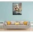 thumbnail image 3 of ADALE Funny Cat Canvas Wall Art Cat Riding a Shark Painting Picture Wall Decor Vintage Gothic animal Poster Print Artwork for Bathroom Living Room Bedroom Home Decoration Framed 11x14 Inch, 3 of 6