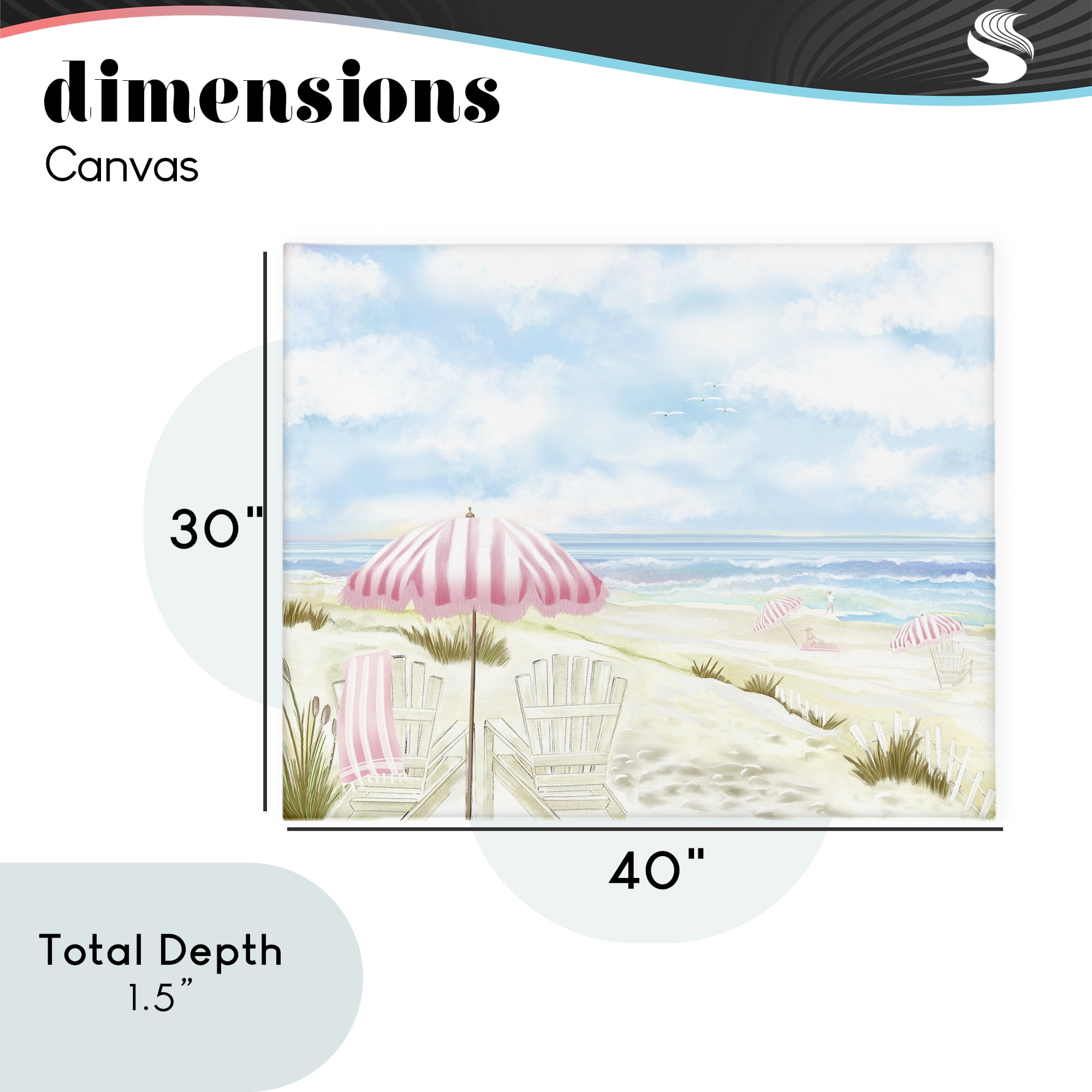 Seascape with Pink Umbrella Canvas Wall Art, design by Lori Mosley