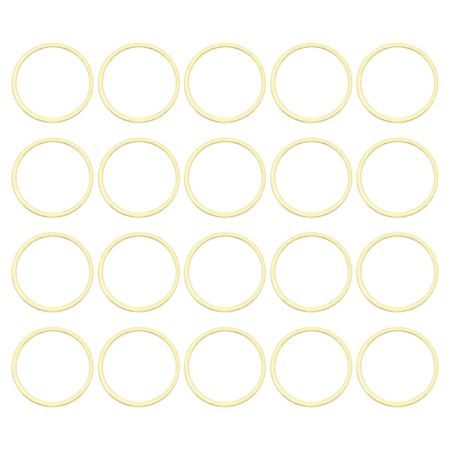 Unique Bargains 50 Pack 15mm Brass Hollow Circle Bezel Round Linking Rings(Gold)