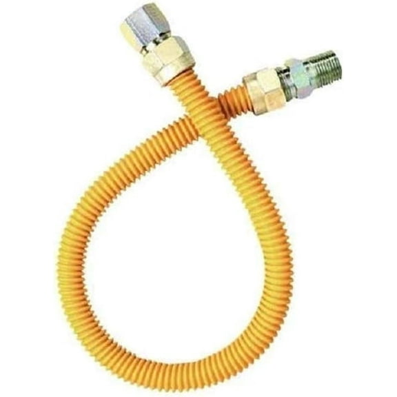 JoyTube 24" Stainless Steel Corrugated Yellow Epoxy Coated 1/2" MIP x 1/2" FIP Gas Flexible Natural Gas Connector Hose