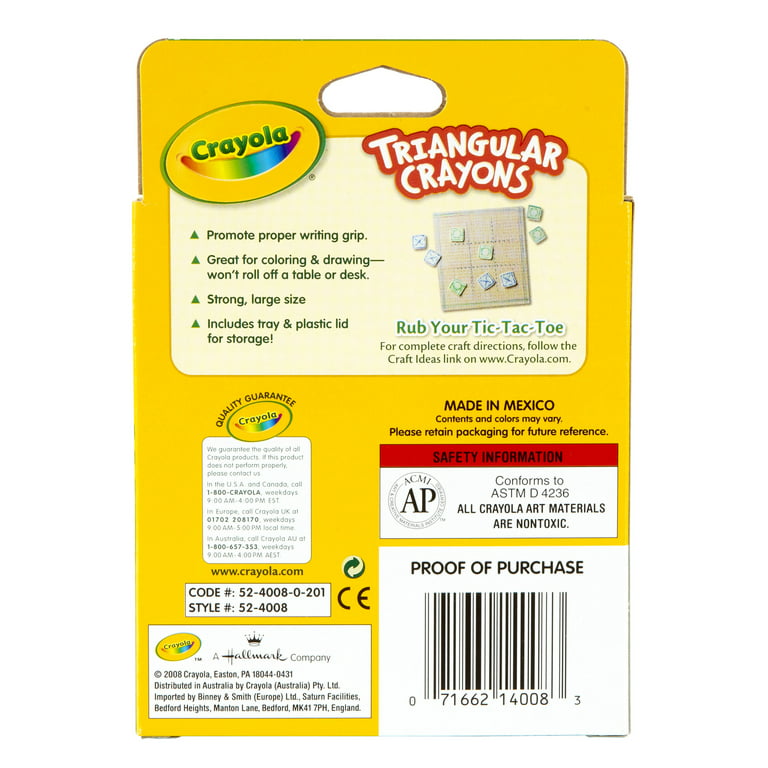 Crayola Triangular Anti-Roll Crayons, 8 Per Box, 12 Boxes at