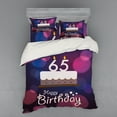 thumbnail image 2 of 65th Birthday Duvet Cover Set, Party Ceremony Artwork Cake Hand Writing Calligraphy Best Wishes, Bedding Set with Shams and Fitted Sheet, 3 Sizes, by Ambesonne, 2 of 3