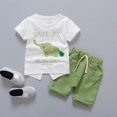thumbnail image 1 of Fashion Baby Boy Girl Summer Short Sleeve Cartoon Elephant Pattern T-shirt Tee Shorts 2 Pcs Outfits Set Green XL, 1 of 6