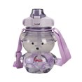 thumbnail image 1 of Botella de agua con pajita de oso kawaii, lindas botellas de agua de plástico a prueba de fugas para niñas, escuela y oficina., 1 of 5