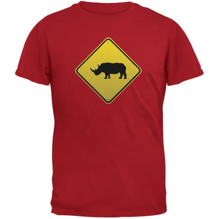 Rhino Soft Top - Rhino Crossing Sign Red Adult T-Shirt