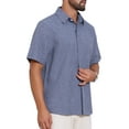 thumbnail image 4 of INSPIRE CHIC Men's Solid Summer Short Sleeve Button Down Linen Shirt L Denim Blue, 4 of 6