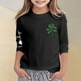 thumbnail image 2 of Girls St Patricks Day Print Three Quarter Sleeve Top For Kids Holiday Festive Party Wear Irish Green Pullover Hoodie 3-14Y, 2 of 4