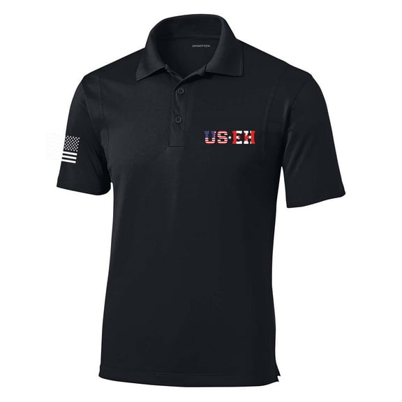 Trenz Shirt Company Mens USA Canada US EH American Flag Maple Leaf Canadian Flag Embroidered Golf Polo-Black-Large