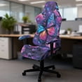 thumbnail image 5 of Whosucclay Galaxy Butterfly Flower Print Gaming Chair Cover, Office Chair Cover with Zipper, Stretch Anti-dust Universal, Removable High Back Computer Seat Protector for Pets, 5 of 8