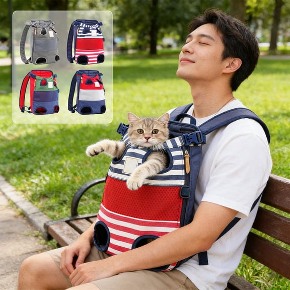FEOLGEHLY 2-in-1 Cat Backpack Handheld Shoulder Cat Carrier Backpack Foldable Travel Cat Bag for Small Cats, Breathable Mesh Pet Sling Bag with Removable Liner for Outdoor Vet Visits (C)