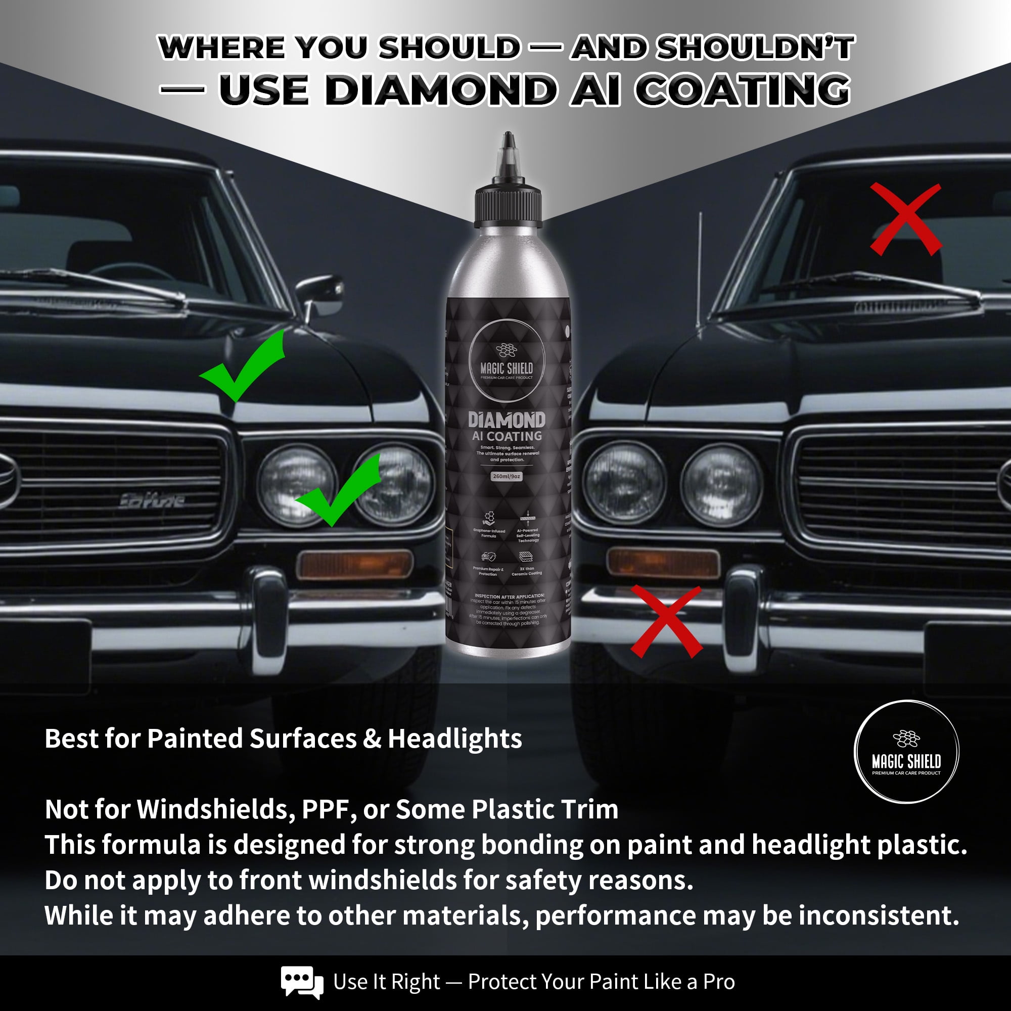 Magic Shield Diamond AI Coating – Graphene Liquid Self-Leveling Technology, Last 10 years