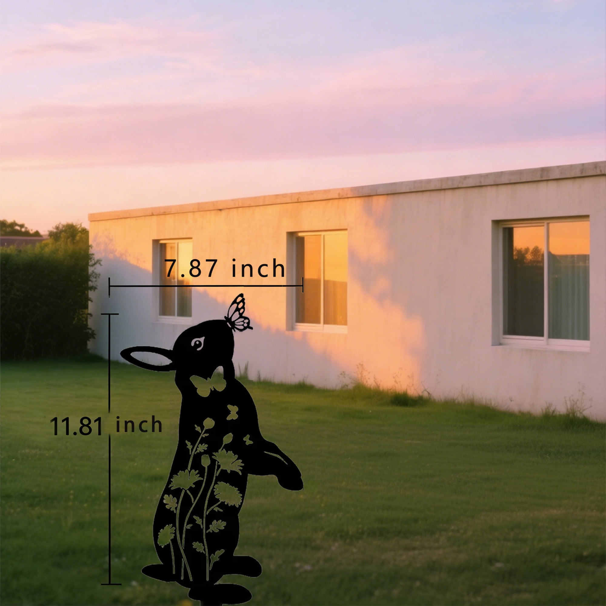 1 Pcs Rabbit Metal Garden Stake & Wall Sculpture - Outdoor Decorative Rabbit Statue, Cute Animal Silhouette Yard Art for Yard Art, Outside, Patio, Outdoor Decor, Garden Decorations, Lawn Ornaments