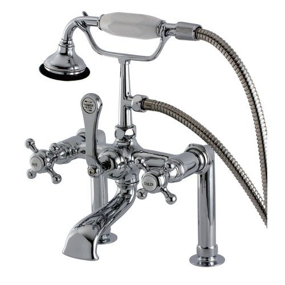 Kingston Brass AE103T2BX English Country Deck Mount Clawfoot Tub Faucet Polished Brass