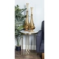 thumbnail image 3 of DecMode 18" x 23" Gold Metal Accent Table with Marble Top, 1-Piece, 3 of 9