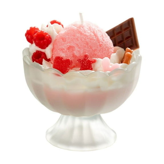Cute Ice Cream Shaped Cookie Scented Candle in Glass Home Decorative Candle Gift for Women Candle for Birthday, Fruit Ice Cream Bowl Candle for Cool Gifts Wicks Soy Candles