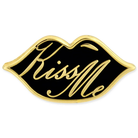PinMart's Sleek and Sexy Black Kiss Me Lips Trendy Enamel Lapel Pin