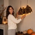 thumbnail image 5 of Halloween Lighted Bat Hanging Wall Decor, Rattan Woven LED Bat Silhouette Ornament, Warm Light Bat Wall Hanging, for Halloween, Porch, Window, Home Decor, 5 of 6