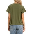 thumbnail image 3 of Summer Short Sleeve Tops for Women Casual V Neck Basic Tee Shirts Blouses XS Green, 3 of 6