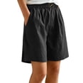 thumbnail image 7 of Noric Women's Cotton Casual Shorts Solid Color Elastic Waist Loose Fit Walking with Pockets Summer Beach Shorts, 7 of 7