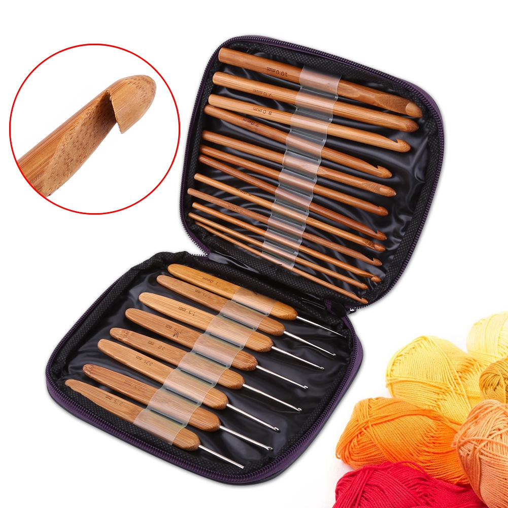 Fyydes Bamboo Crochet Hooks Needles Knit Weave Craft Yarn Sewing Knitting Tools With Case Crochet Hook Yarn Hook Walmart Canada