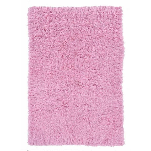 Linon New Flokati Hand Woven Wool 5'x8' Rug in Pastel Pink