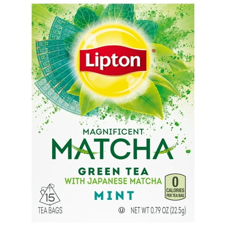 (3 pack) (3 Boxes) Lipton Magnificent Matcha Green Tea Bags Mint 15 ct