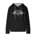 thumbnail image 5 of Pxxlle Womens Waffle Knit Hoodie Trendy Heart Graphic Hoodies Casual Loose Long Sleeve Hooded Sweatshirts Fall Drawstring Sweatshirt with Pockets Black XL, 5 of 5