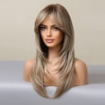 thumbnail image 4 of Long Layered Wigs for Women Middle Part Synthetic Hair Wig with Bangs for Daily Use Perruques A3, 4 of 6