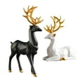 thumbnail image 2 of 1 par de estatuas de renos, estatuillas, estanterías de mesa, esculturas decorativas para amantes de los ciervos Negro + Blanco, 2 of 9