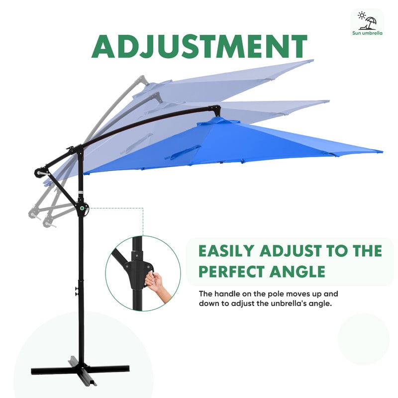 Gianna Outdoor Patio Umbrella, 10ft Offset Hanging Patio Umbrella with Aluminum Stand, 8 Ribs, UV Protection for Pool Garden Backyard Market, Blue