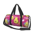 thumbnail image 2 of Xecao Pink Green Avocado print Round Travel Duffel Bag is a foldable gym bag with an inner pocket, perfect for travel sports, 2 of 8