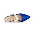 thumbnail image 4 of BLISSFUL STEP Outfit Women's Pointy Toe Block Heel Dress Mules Pumps Blue White 8, 4 of 6