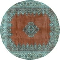 thumbnail image 1 of Ahgly Company Indoor Round Medallion Light Blue Traditional Area Rugs, 8' Round, 1 of 4