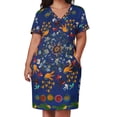 thumbnail image 2 of Vestido holgado con bolsillo y Mandala de colibrí en cobalto para mujer ropa de playa de verano, 2 of 6