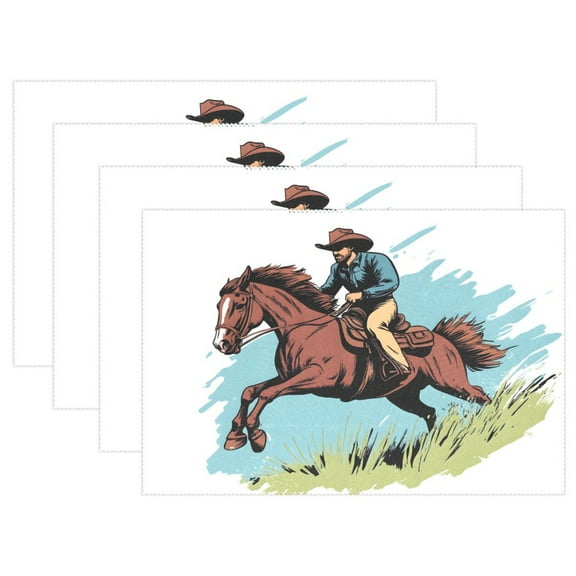 Ryvnso Placemats Set of 4 Riding Horse Dining Mats Heat-Resistant Non-Slip Washable Table Mat