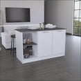 thumbnail image 4 of Modern Kitchen Island with Large Countertop, Open Shelves & Double Door Cabinet, 59”W | White & Onyx | Engineered Wood, 4 of 8