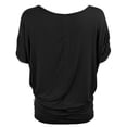 thumbnail image 3 of KOGMO Womens Solid Basic V neck Dolman Tunic Top with Sleeve Shirring, 3 of 6