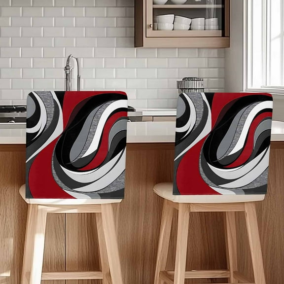 Abstract Twist Art Chair Covers Set of 1 Black and Red Classic Match Chair Back Covers Stretch Removable Washable Chairs Slipcovers Chair Protector for Dining Room Kitchen Party Decor