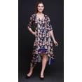 thumbnail image 2 of Bimba Cotton Blue Leaves & Carnation Floral rinted Womenâ€™s Asymmetrical ShiftÂ&nbsp;DressÂ&nbsp;With Pockets Casual MidiÂ&nbsp;Dress-XX-Large, 2 of 4