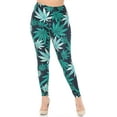thumbnail image 3 of Creamy Soft Leggings Premium Women's Black Weed Extra Plus, High Rise, Stretchy, Comfortable, 3X-5X Leggings - by USA Fashion™, 3 of 7