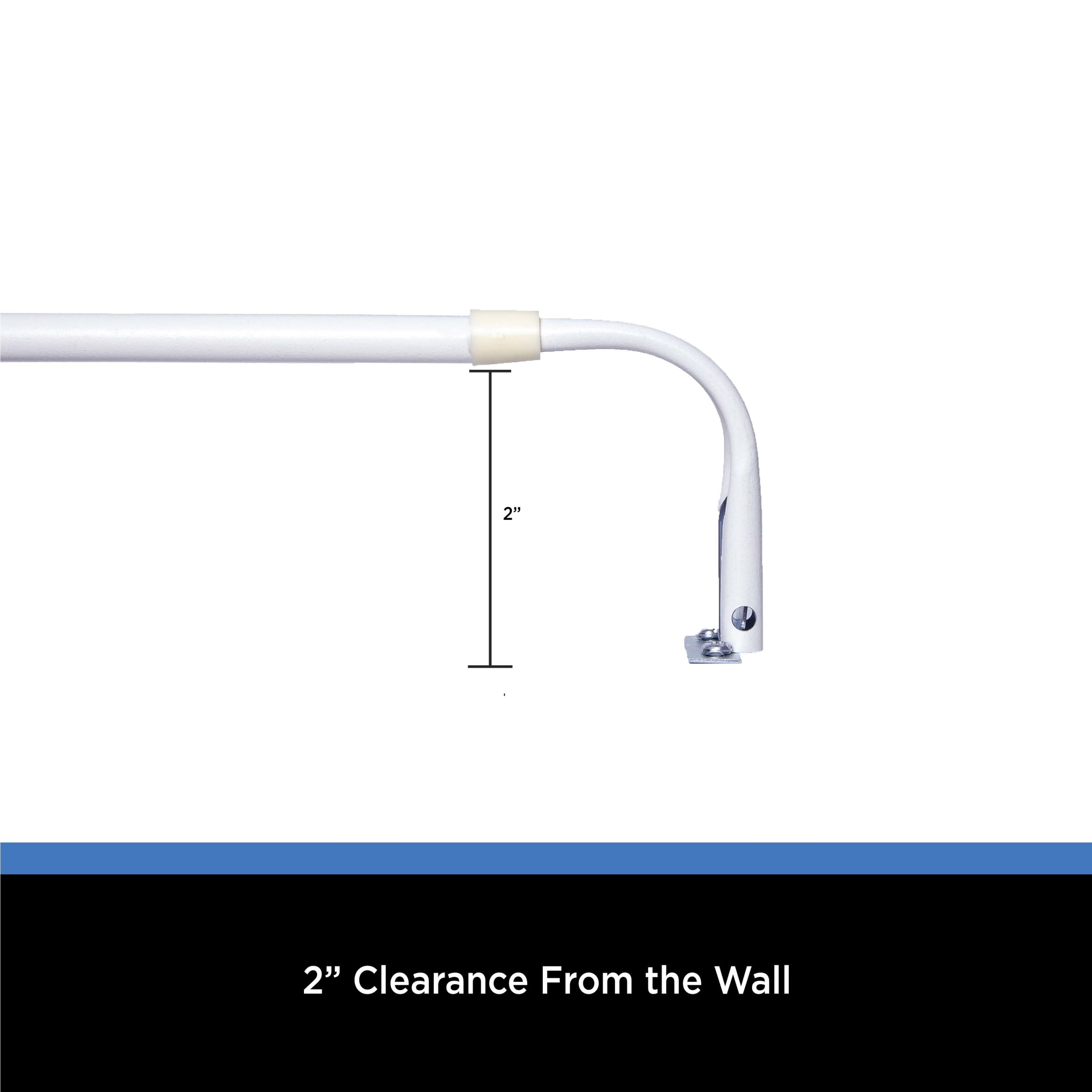 Mainstays 2" Basic Metal Wrap Around Adjustable Curtain Rod, 84-120" Adjustable Length, White Finish