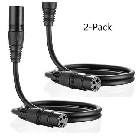2-Pack Premium XLR to XLR Microphone Cable 6 Feet, Oxygen-Free Copper (OFC) XLR Male to Female Cord/XLR Cables/Mic Cable