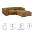 thumbnail image 6 of 3 pcs Modular Loveseat Sofa and Ottoman, Brown, Faux Leather, Living Room Lounge Cafe Lobby Hospitality Restaurant, Modern Contemporary, HB37672, 6 of 8